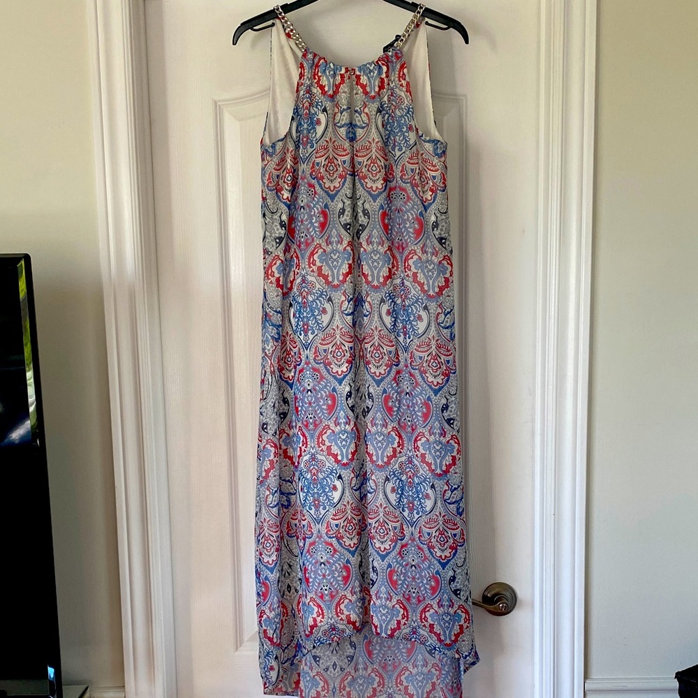 Tribal Femme - Red and Blue Patterned Maxi Dress